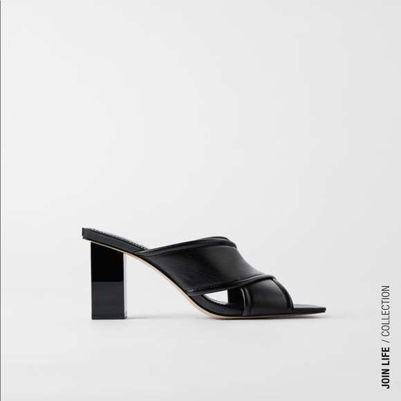 ZARA Soft Leather Heeled Sandals - Picture 3 of 7